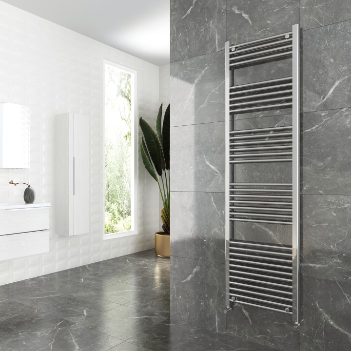 500mm (w)  x 1800mm (h) "Straight Chrome" Towel Rail - Insitu