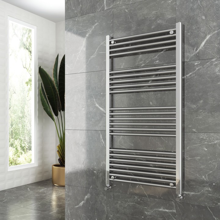 600mm (w)  x 1200mm (h) "Straight Chrome" Towel Rail - Insitu