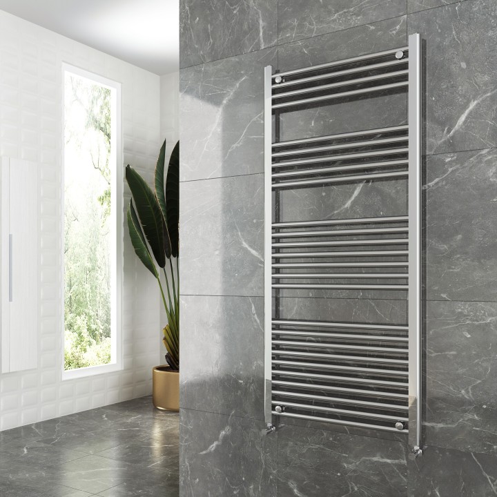 600mm (w)  x 1400mm (h) "Straight Chrome" Towel Rail - Insitu