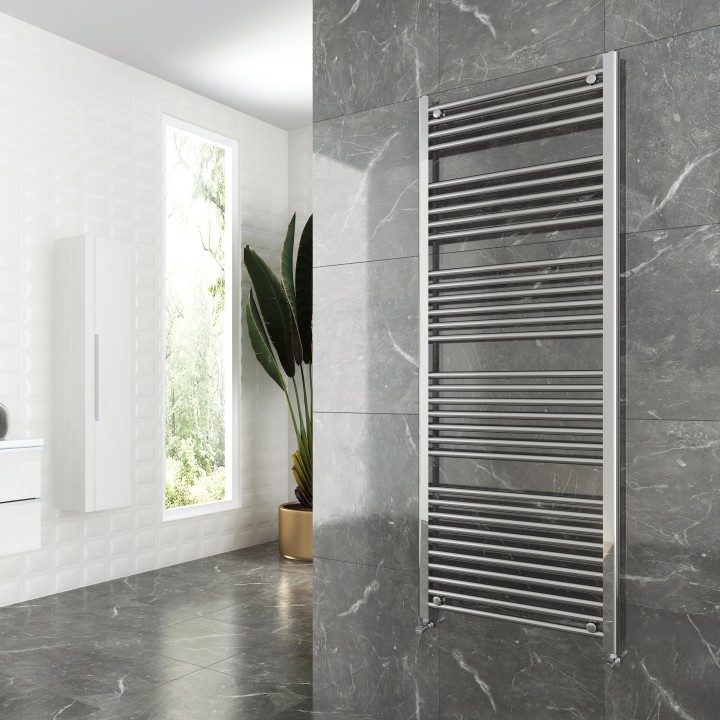 600mm (w)  x 1600mm (h) "Straight Chrome" Towel Rail - Insitu