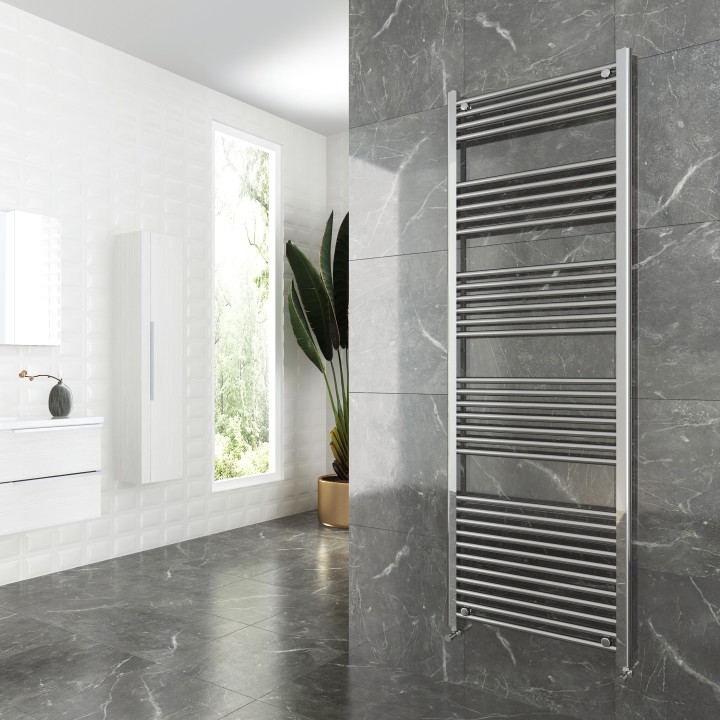 600mm (w)  x 1800mm (h) "Straight Chrome" Towel Rail - Insitu