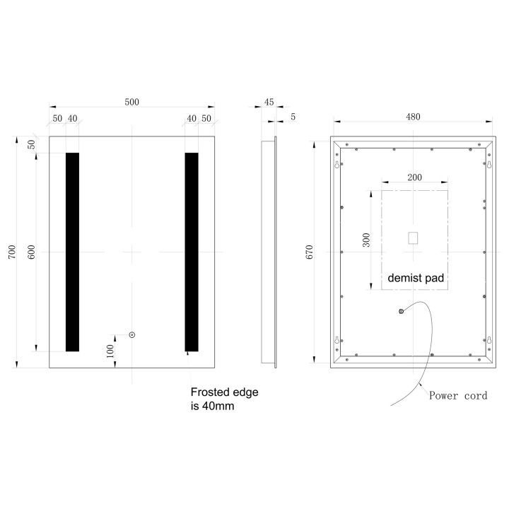 Michigan Rectangle Front-Lit LED Bathroom Mirrors - 2 Sizes