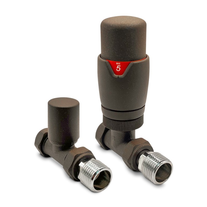 Mocha Thermostatic Valves for Radiators & Towel Rails (Pair of Straight or Corner)