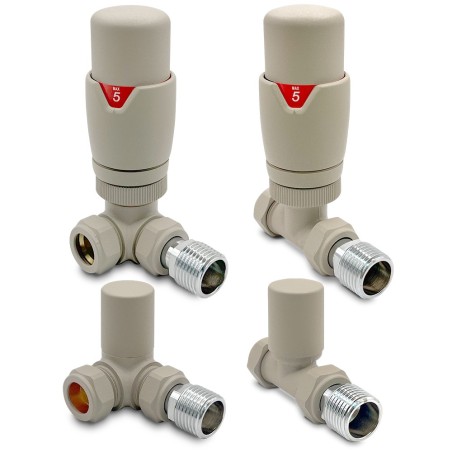 Cappuccino Thermostatic Valves for Radiators & Towel Rails (Pair of Straight or Corner)