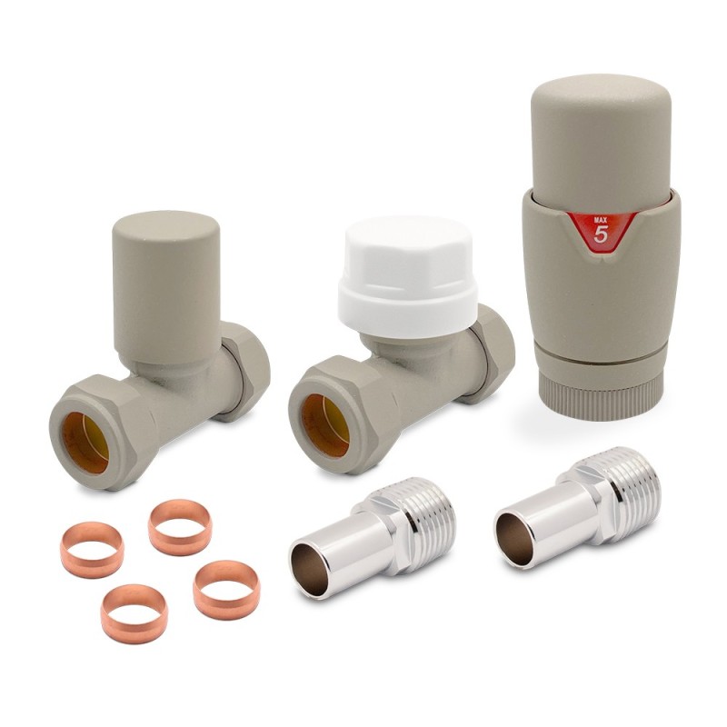 Cappuccino Thermostatic Valves for Radiators & Towel Rails (Pair of Straight or Corner)