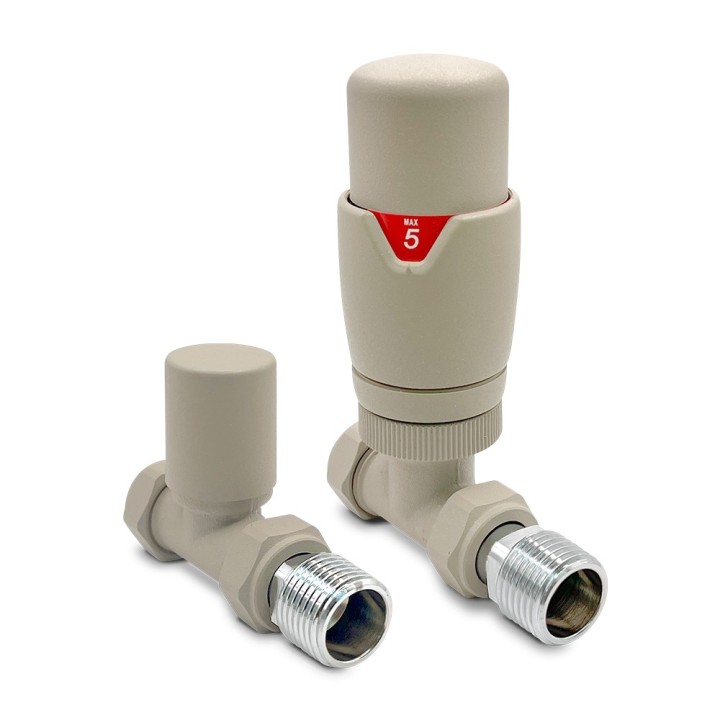 Stone Thermostatic Valves for Radiators & Towel Rails (Pair of Straight or Corner)