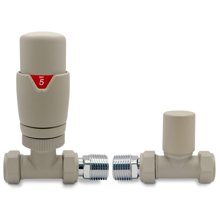 Stone Thermostatic Valves for Radiators & Towel Rails (Pair of Straight or Corner)