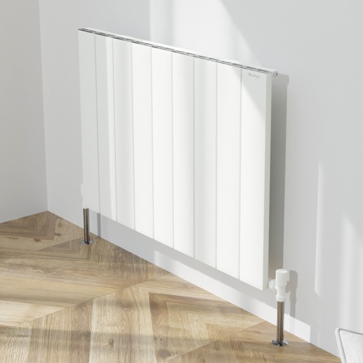 850mm (w) x 600mm (h) "Tower" Single Panel White Horizontal Aluminium Radiator (9 Extrusions)