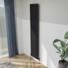 375mm (w) x 1800mm (h) "Tower" Single Panel Black Vertical Aluminium Radiator (4 Extrusions)