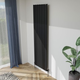 565mm (w) x 1800mm (h) "Tower" Single Panel Black Vertical Aluminium Radiator (6 Extrusions)