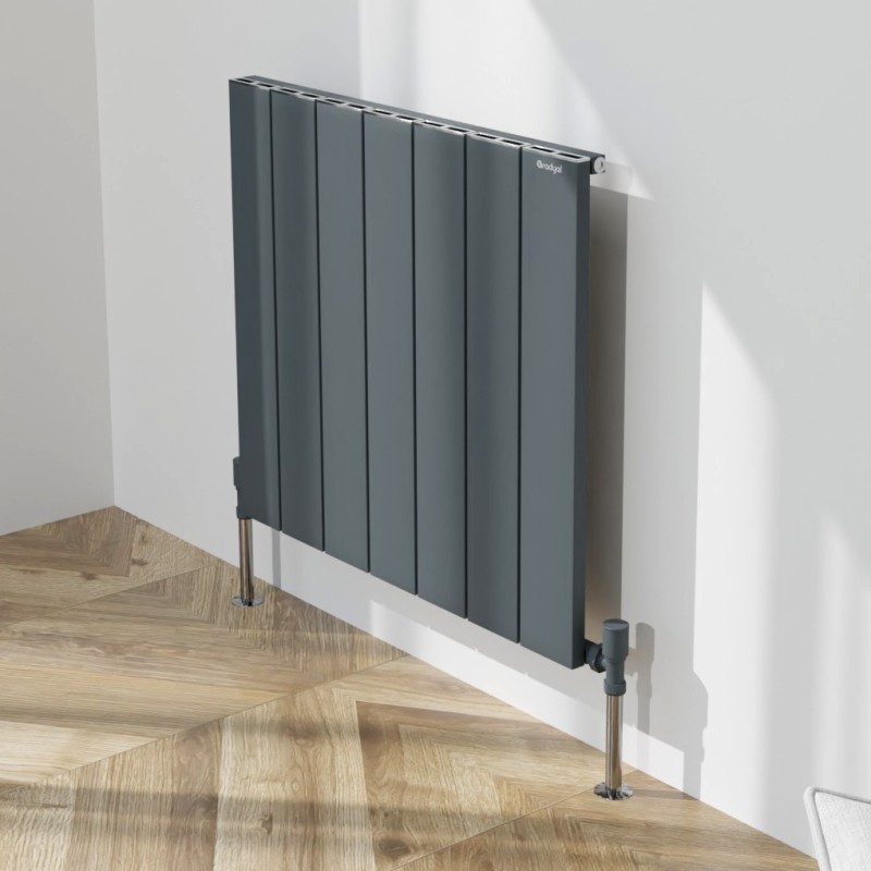 Corner Tower Radiator 660mm (w) x 600mm (h) Tower Single Panel Anthracite Horizontal ...