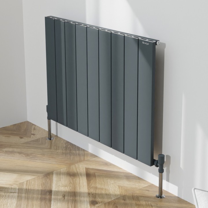 850mm (w) x 600mm (h) "Tower" Single Panel Anthracite Horizontal Aluminium Radiator (9 Extrusions)