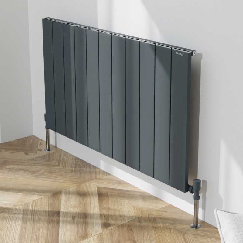 1040mm (w) x 600mm (h) "Tower" Single Panel Anthracite Horizontal Aluminium Radiator (11 Extrusions)