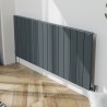 1420mm (w) x 600mm (h) "Tower" Single Panel Anthracite Horizontal Aluminium Radiator (15 Extrusions)