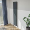 375mm (w) x 1800mm (h) "Tower" Single Panel Anthracite Vertical Aluminium Radiator (4 Extrusions)