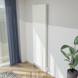 565mm (w) x 1800mm (h) "Tower" Double Panel White Vertical Aluminium Radiator (12 Extrusions)