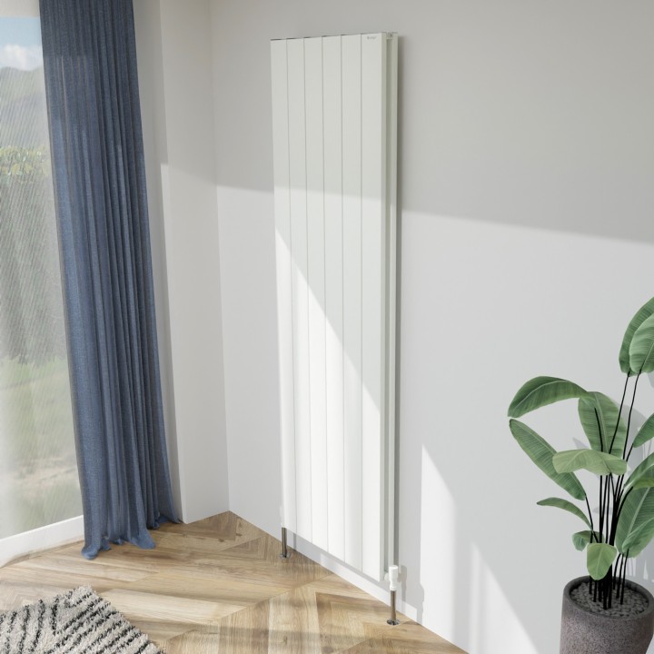 565mm (w) x 1800mm (h) "Tower" Double Panel White Vertical Aluminium Radiator (12 Extrusions)