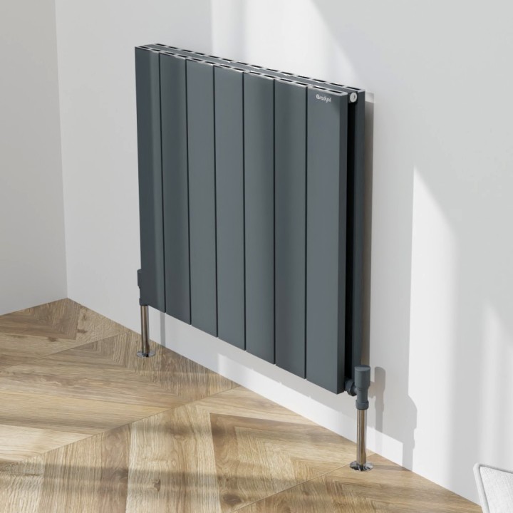 660mm (w) x 600mm (h) "Tower" Double Panel Anthracite Horizontal Aluminium Radiator (14 Extrusions)