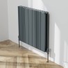 660mm (w) x 600mm (h) "Tower" Double Panel Anthracite Horizontal Aluminium Radiator (14 Extrusions)