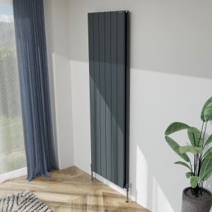 565mm (w) x 1800mm (h) "Tower" Double Panel Anthracite Vertical Aluminium Radiator (12 Extrusions)