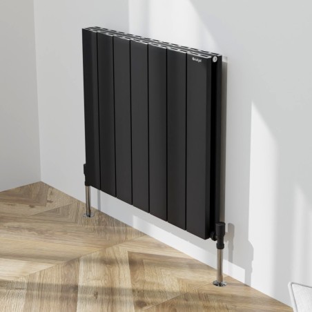 660mm (w) x 600mm (h) "Tower" Double Panel Black Horizontal Aluminium Radiator (14 Extrusions)