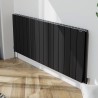 1420mm (w) x 600mm (h) "Tower" Double Panel Black Horizontal Aluminium Radiator (30 Extrusions)