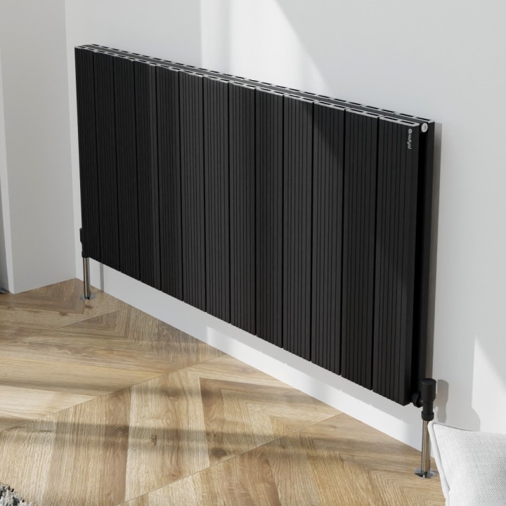 1230mm (w) x 600mm (h) "Tower Bold" Double Panel Black Horizontal Aluminium Radiator (26 Extrusions)