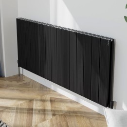 1420mm (w) x 600mm (h) "Tower Bold" Double Panel Black Horizontal Aluminium Radiator (30 Extrusions)