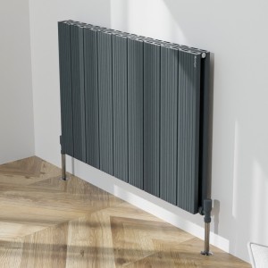 850mm (w) x 600mm (h) "Tower Bold" Double Panel Anthracite Horizontal Aluminium Radiator (18 Extrusions)