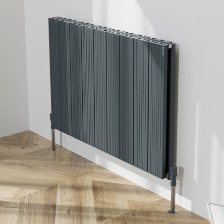 850mm (w) x 600mm (h) "Tower Bold" Double Panel Anthracite Horizontal Aluminium Radiator (18 Extrusions)
