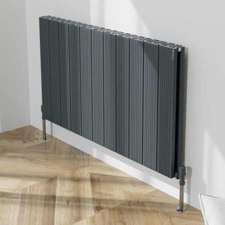 1040mm (w) x 600mm (h) "Tower Bold" Double Panel Anthracite Horizontal Aluminium Radiator (22 Extrusions)