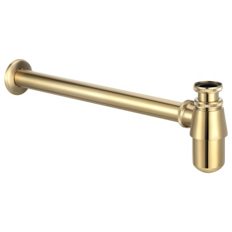 Brushed Brass Traditional Bottle Trap Including Extension & Flange