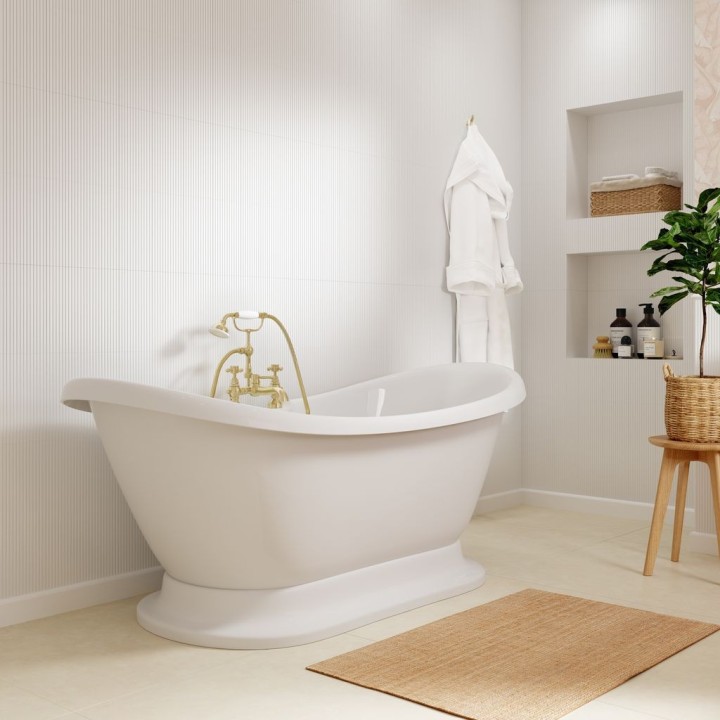 Montero Double Ended Freestanding Luxury Bath & Base - 1760mm(l) x 700mm(w) x 720mm(h) 2 Tap Holes - Insitu