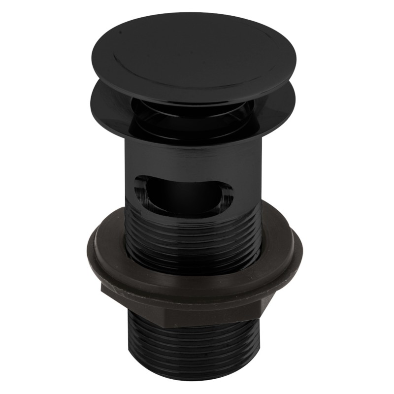 Matt Black Push Button Basin Waste Slotted & Un-Slotted