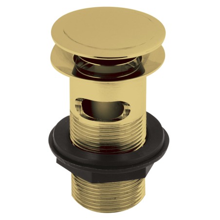 Brushed Brass Push Button Basin Waste Slotted & Un-Slotted
