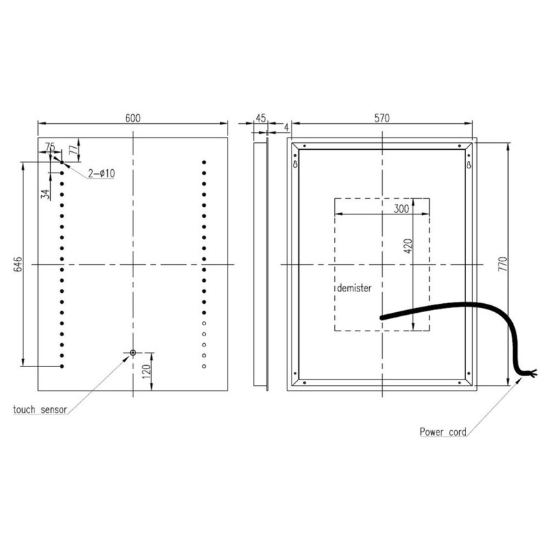 Ohio 600mm (w) x 800mm (h) Rectangle Front-Lit LED Mirror
