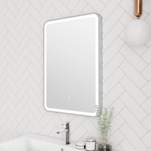 Hydrus Chrome 500mm (w) x 700mm (h) Framed LED Touch Sensor Mirror