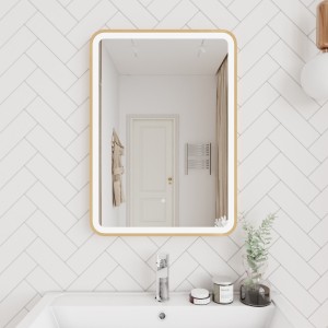Hydrus Brushed Brass 500mm (w) x 700mm (h) Framed LED Touch Sensor Mirror