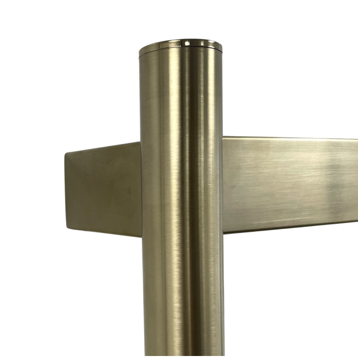 400mm (w) x 700mm (h) Strata Brushed Brass Stainless Steel Flat Bar Dry Electric Towel Rail (In-Built Controller)