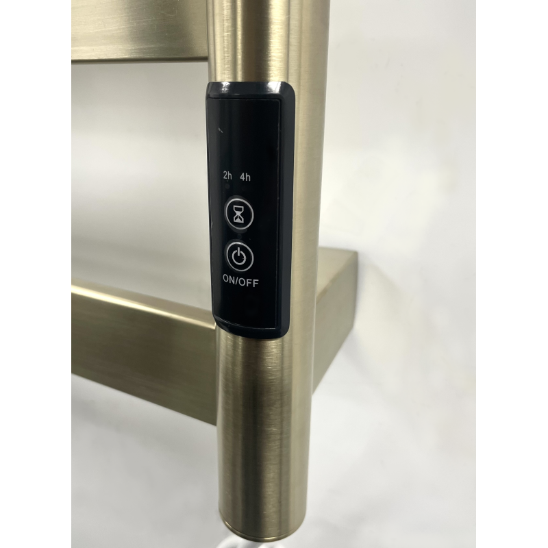 500mm (w) x 800mm (h) Strata Flat Bar Dry Electric Towel Rail – Brushed Brass Stainless