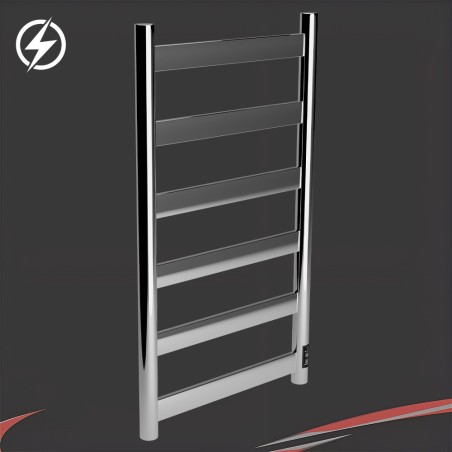 500mm (w) x 700mm (h) Strata Flat Bar Dry Electric Towel Rail – Polished Stainless
