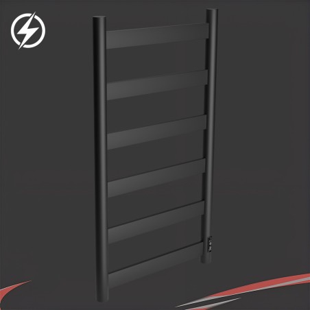 500mm (w) x 700mm (h) Strata Flat Bar Dry Electric Towel Rail – Black Stainless