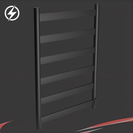 500mm (w) x 800mm (h) Strata Flat Bar Dry Electric Towel Rail – Black Stainless