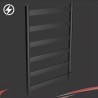 500mm (w) x 800mm (h) Strata Flat Bar Dry Electric Towel Rail – Black Stainless