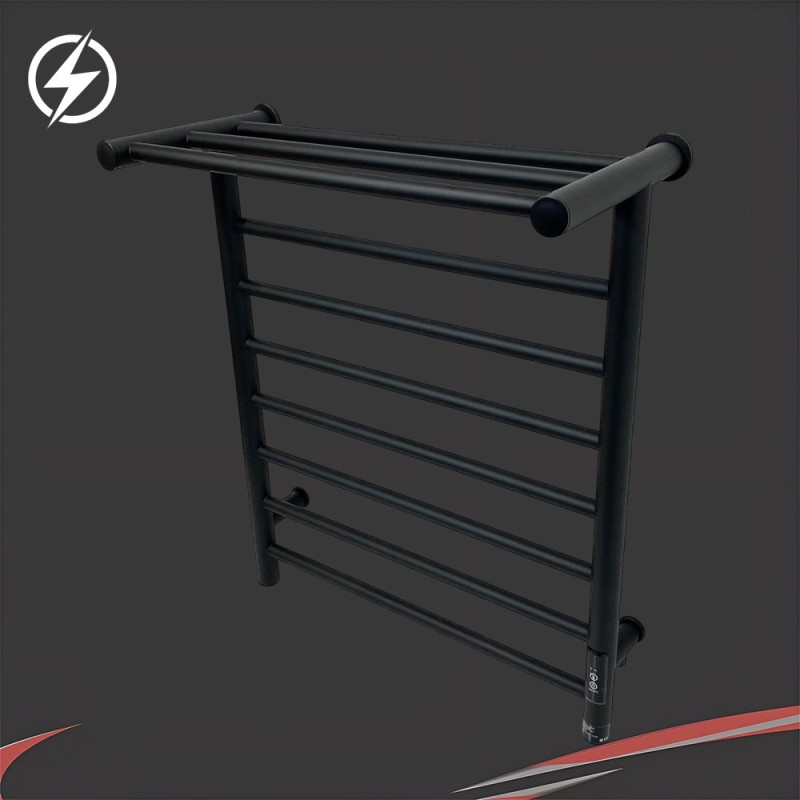 700mm (w) x 500mm (h) Axis Matt Black Dry Electric Towel Shelf Radiator (In-Built Controller)