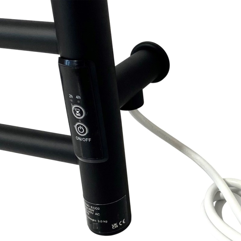 700mm (w) x 500mm (h) Axis Matt Black Dry Electric Towel Shelf Radiator (In-Built Controller)