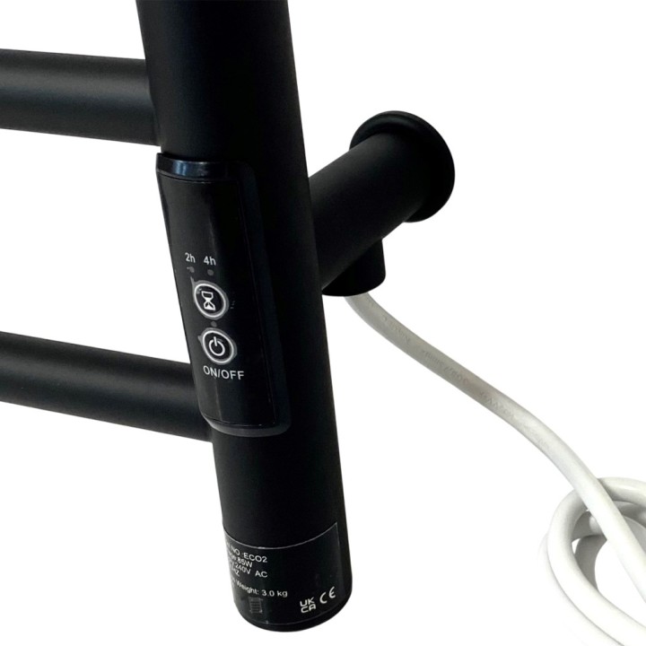 550mm (w) x 660mm (h) x 235mm (d) Axis Matt Black Dry Electric Towel Shelf Radiator (In-Built Controller)