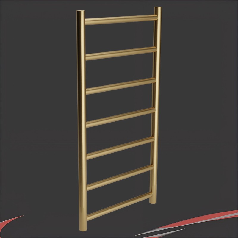 Vertis Designer Brushed Brass PVD Plated, Stainless Steel Towel Rail - closeup
