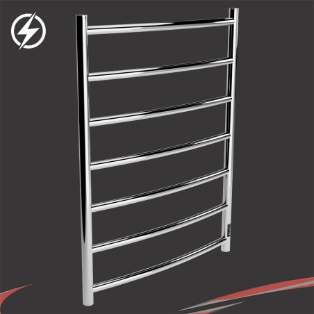 600mm (w) x 800mm (h) Curva Flat Bar Dry Electric Towel Rail – Polished Stainless