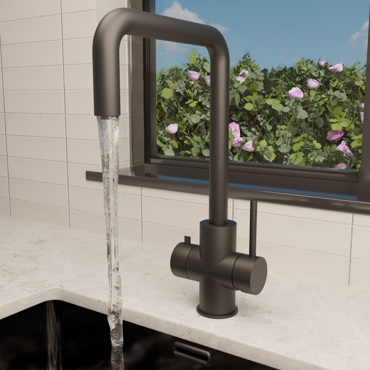 Black 3-in-1 Instant Boiling Water Kitchen Tap – 2.4L Digital Boiler, Filter & 360° Swivel - Insitu